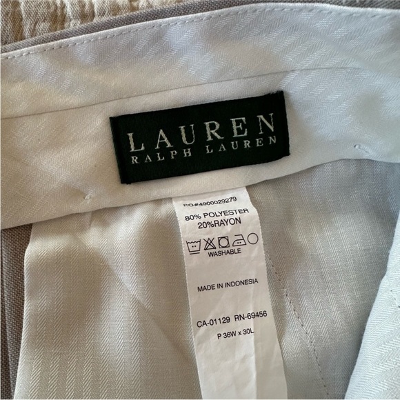 Vintage Ralph Lauren Light Gray Pleated and Cuffed Trousers 90s Minimalist 36” - Picture 8 of 10